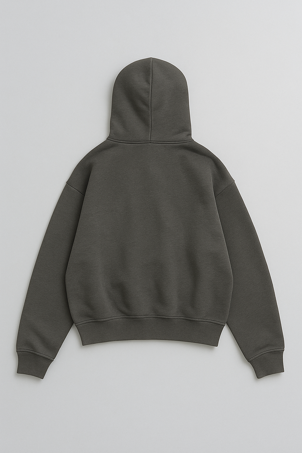 Charcoal baggy oversized hoodie 500gsm heavyweight fleece thick ribbed cuffs waistband