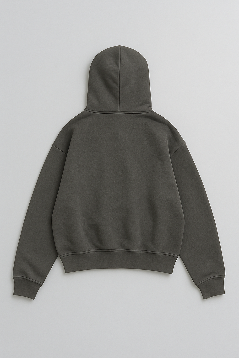 Charcoal baggy oversized hoodie 500gsm heavyweight fleece thick ribbed cuffs waistband