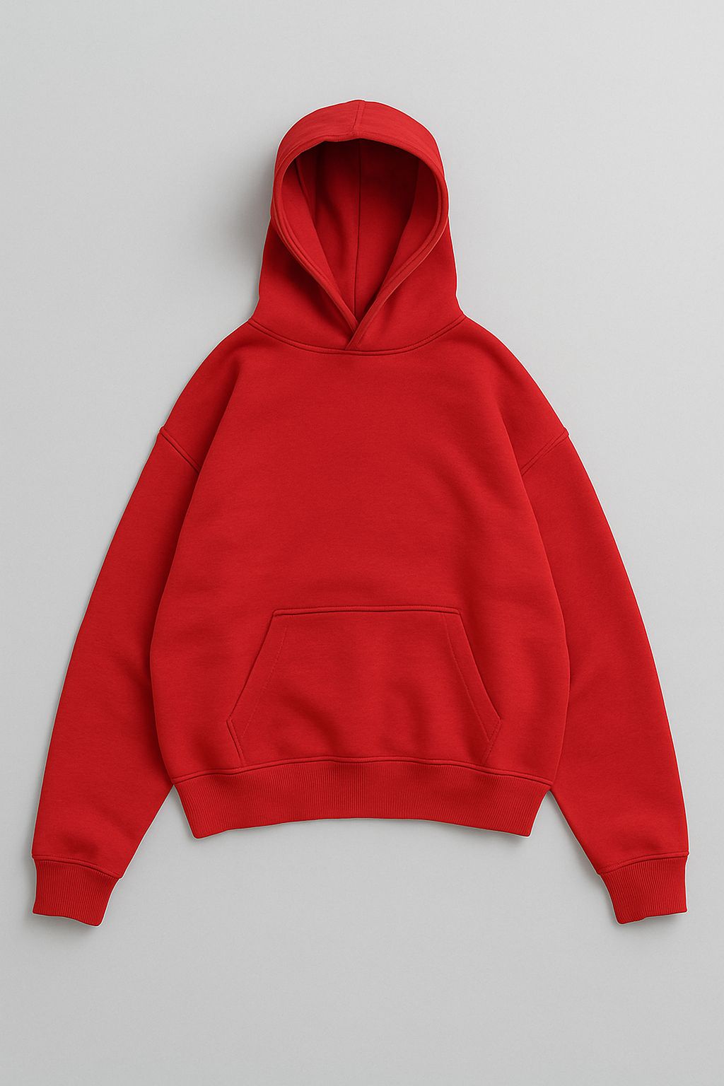 Red streetwear oversized hoodie 500gsm heavyweight brushed fleece wide sleeves