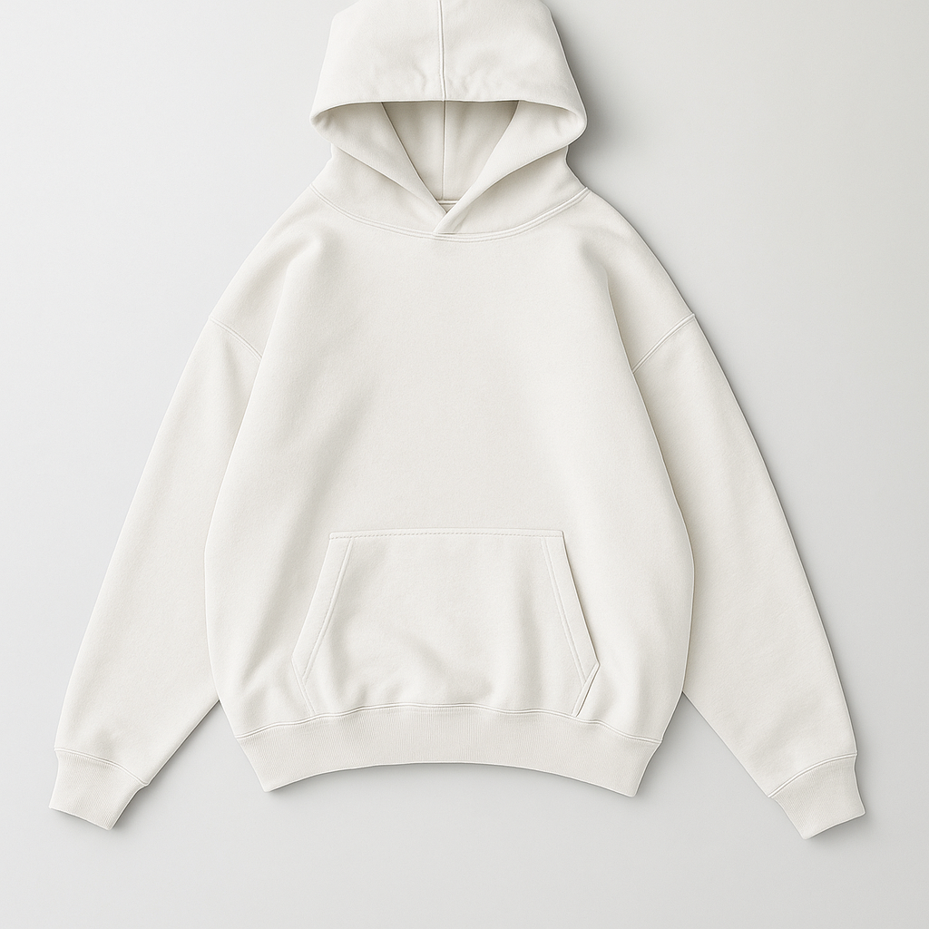 model in oversized 500gsm hoodie heavyweight forest green premium streetwear