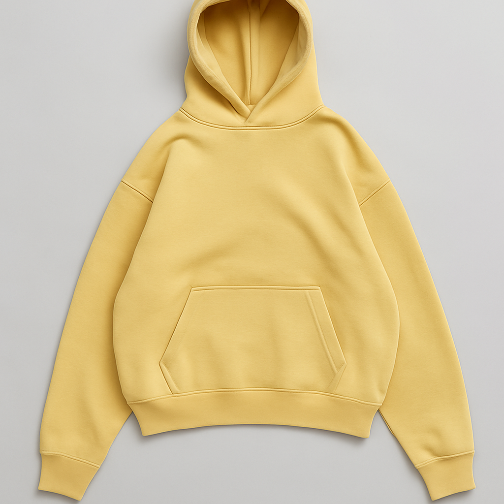 Yellow luxury oversized hoodie 500gsm heavyweight cotton fleece baggy fit