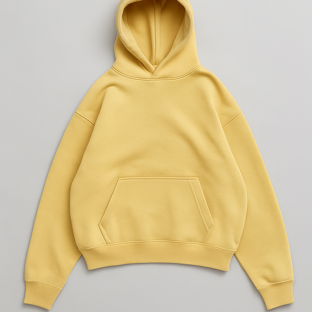 Yellow luxury oversized hoodie 500gsm heavyweight cotton fleece baggy fit
