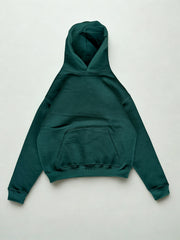 Forest green streetwear oversized hoodie 500gsm heavyweight brushed fleece wide sleeves